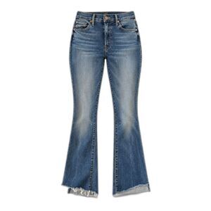 MOTHER The Insider Crop Step Fray Walking On Coals Blue Bootcut Jeans